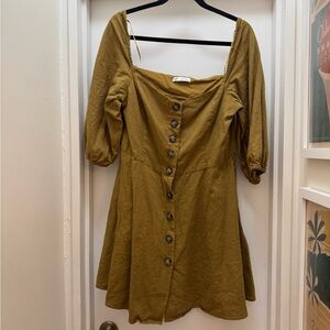 Zara Mustard Button-Down Dress
